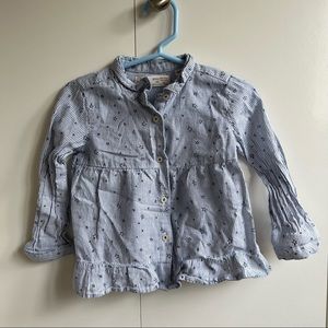 Zara long sleeve button down blouse. Size 18-24 months